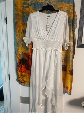 Express White Wrap-Front High-Low Dress